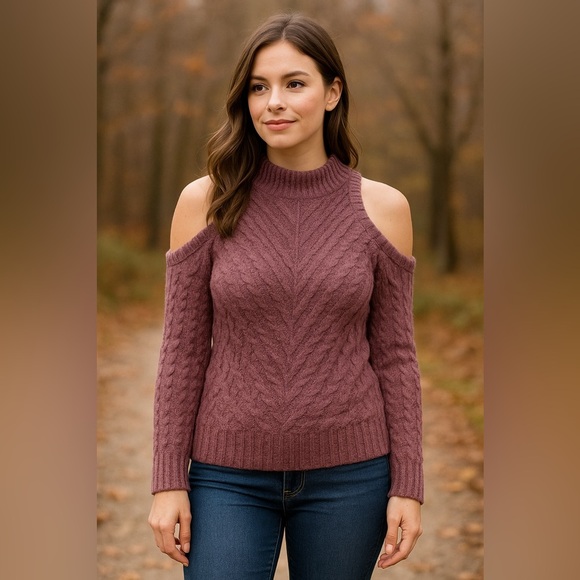 NWOT Express Off-the-Shoulder Sweater Mauve Size Small - Picture 1 of 9